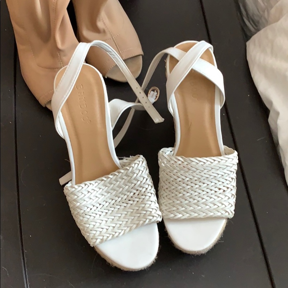 Size 7 white wedge heels worn 2x